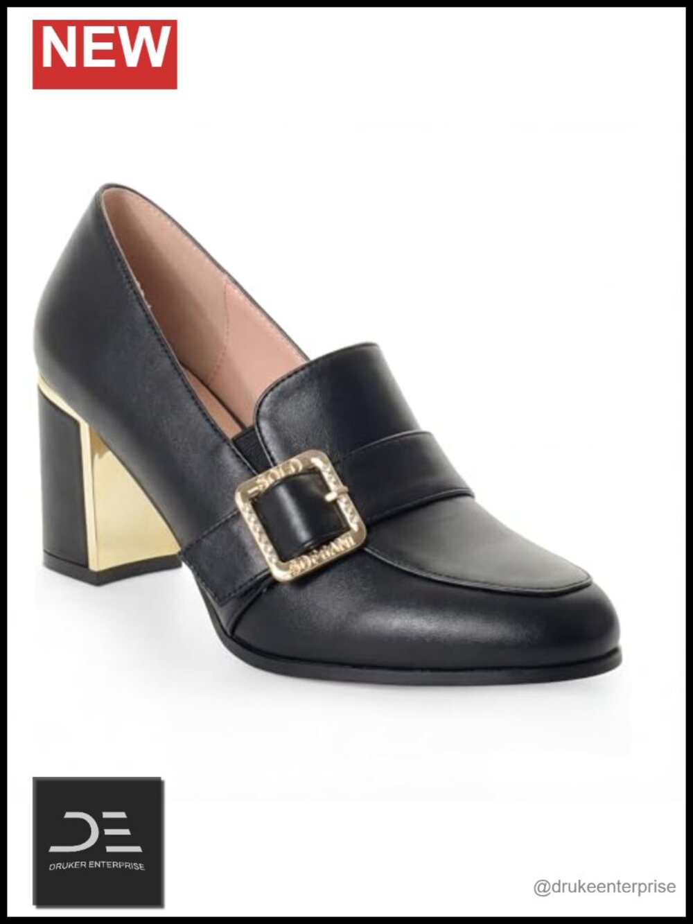 Chunky Block Heel Pumps for Women - Faux Leather Pull-On Closed Toe Heeled